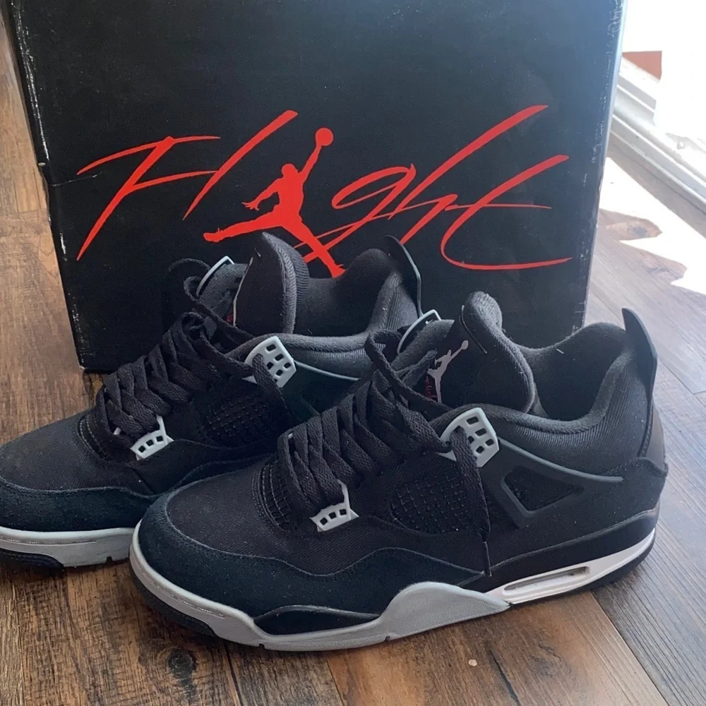 Jordan 4 Military Black and Gray Retro Sneakers